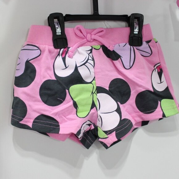 Disney Jr Minnie Mouse Baby Girls 2 Piece Outfit Shorts Set Pink Green Knit 12 M - Picture 3 of 5